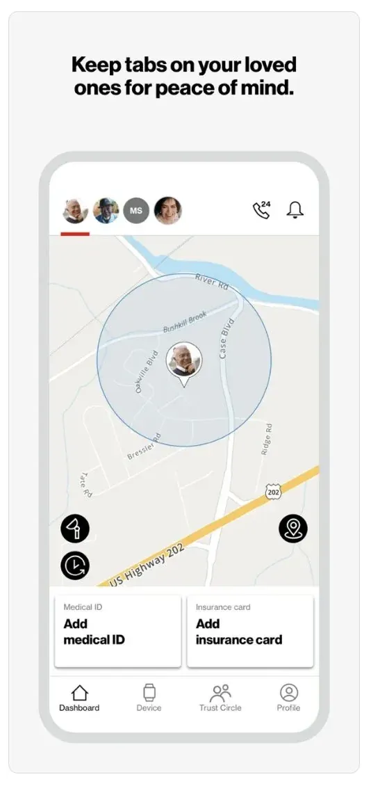 Care Smart companion app: location dashboard