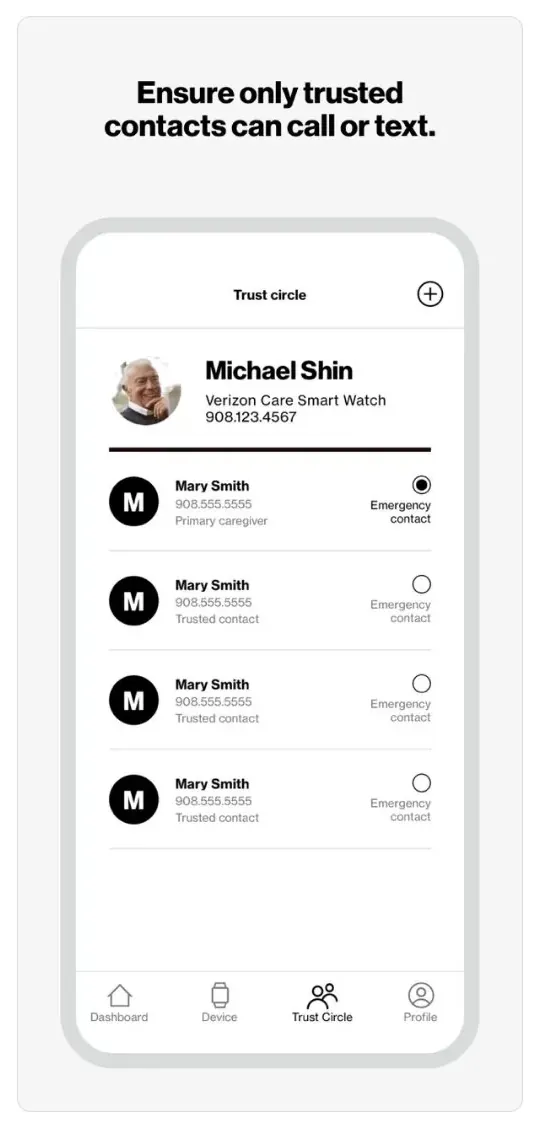 Care Smart companion app: Trust Circle